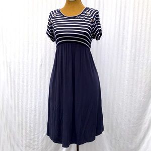 Maternity nautical navy blue striped dress